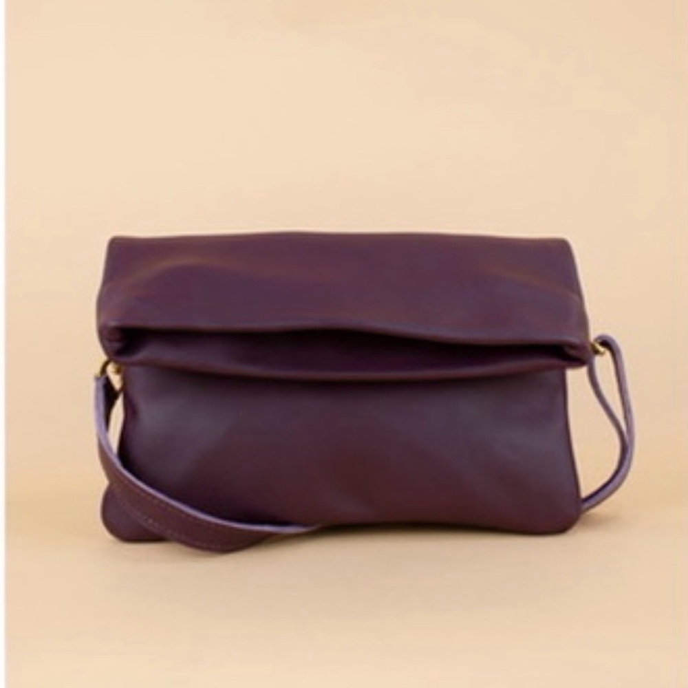 Sseko Plum Sheepskin Foldover Crossbody Bag
